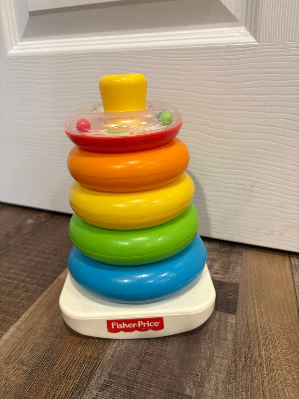Fisher-Price Rainbow Ring Stack Toy with Clear Topper
